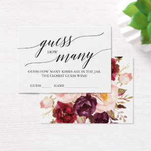 Elegant Calligraphy & Floral Guess How Many Kisses