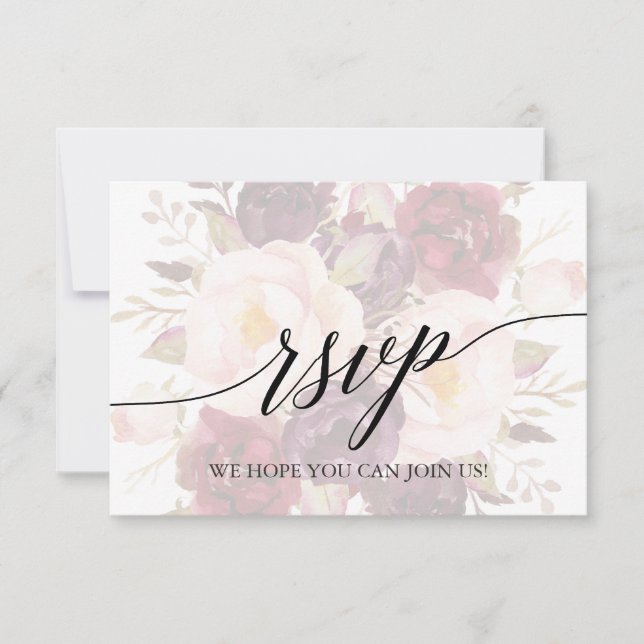 Elegant Calligraphy Floral Song Request RSVP Card (Front)