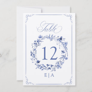 Elegant Calligraphy Floral Wreath Table Number