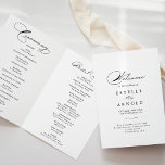 Elegant Calligraphy Folded Wedding Program Programme<br><div class="desc">This elegant calligraphy folded wedding program is perfect for a rustic wedding. The simple and stylish design features classic and fancy script typography in black and white. Include a quote or short message,  order of service,  wedding party and thank you message.</div>