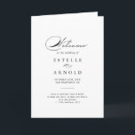 Elegant Calligraphy Folded Wedding Program Programme<br><div class="desc">This elegant calligraphy folded wedding program is perfect for a rustic wedding. The simple and stylish design features classic and fancy script typography in black and white. Include a quote or short message,  order of service,  wedding party and thank you message.</div>