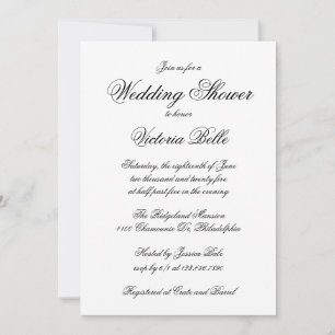Elegant Calligraphy Formal Wedding Shower Invitation
