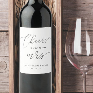 Elegant Calligraphy Future Mrs. Bridal Shower Wine Label