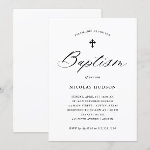 Elegant Calligraphy   Gender Neutral Baptism Invitation