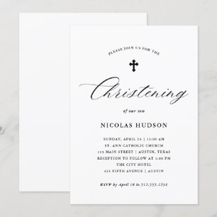 Elegant Calligraphy   Gender Neutral Christening Invitation