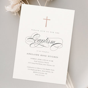 Elegant Calligraphy Gender Neutral Script Baptism  Invitation