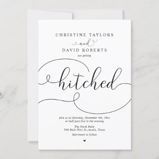 Elegant Calligraphy, Getting Hitched Invitation