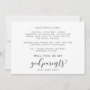 Elegant calligraphy Godparent proposal card