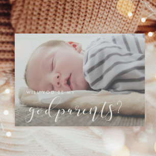 Elegant calligraphy Godparents proposal card