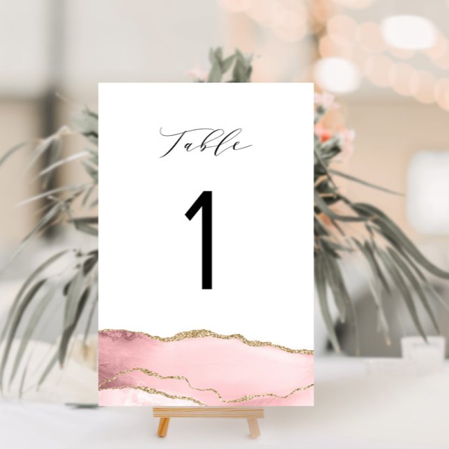 elegant calligraphy gold and blush agate table number (Creator Uploaded)