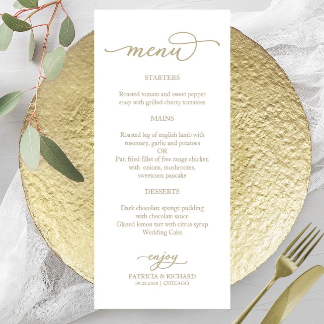 Elegant Calligraphy Gold And White Menu (Creator Uploaded)