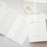 Elegant Calligraphy Gold Folded Wedding Program Programme<br><div class="desc">This elegant calligraphy gold folded wedding program is perfect for a rustic wedding. The simple and stylish design features classic and fancy script typography in gold. Include a quote or short message,  order of service,  wedding party and thank you message.</div>