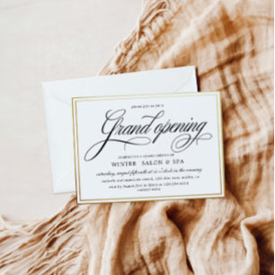 Elegant Calligraphy Gold Grand Opening Invitation