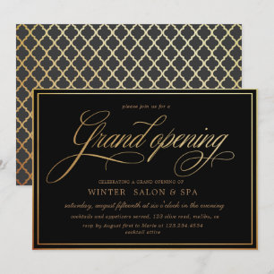 elegant calligraphy gold Grand Opening Invitation