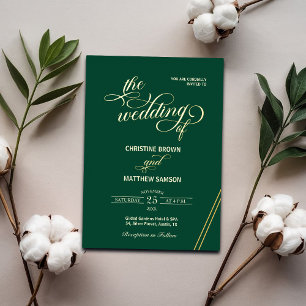 Elegant Calligraphy Gold Lines Teal Wedding