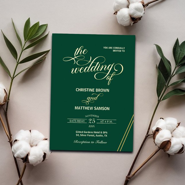 Elegant Calligraphy Gold Lines Teal Wedding (Creator Uploaded)