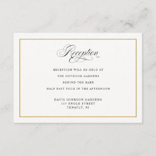 Elegant Calligraphy Gold Reception Directions Enclosure Card