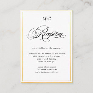 Elegant Calligraphy gold Reception Enclosure Card