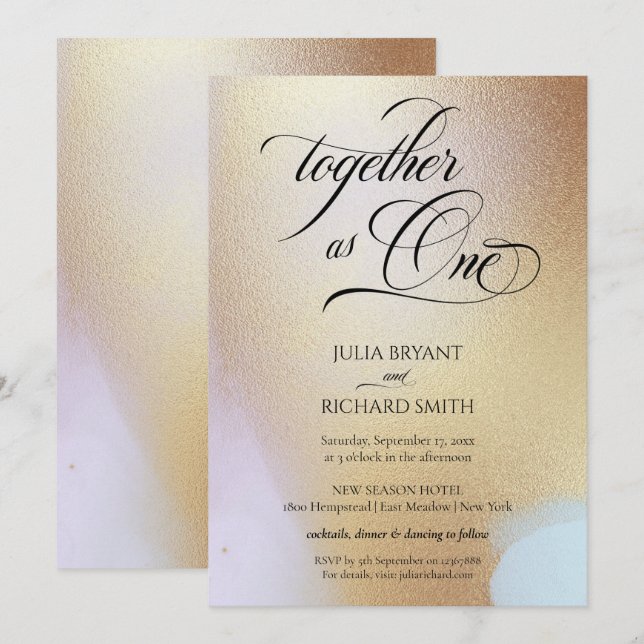 Elegant Calligraphy Gold Watercolor Modern Invitat Invitation (Front/Back)