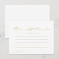 Elegant Calligraphy Gold Wedding Advice Card
