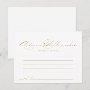 Elegant Calligraphy Gold Wedding Advice Card
