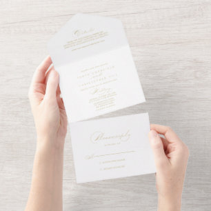 Elegant Calligraphy Gold Wedding All In One Invit Invitation