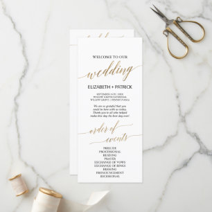 Elegant Calligraphy   Gold Wedding Order Of Events Programme
