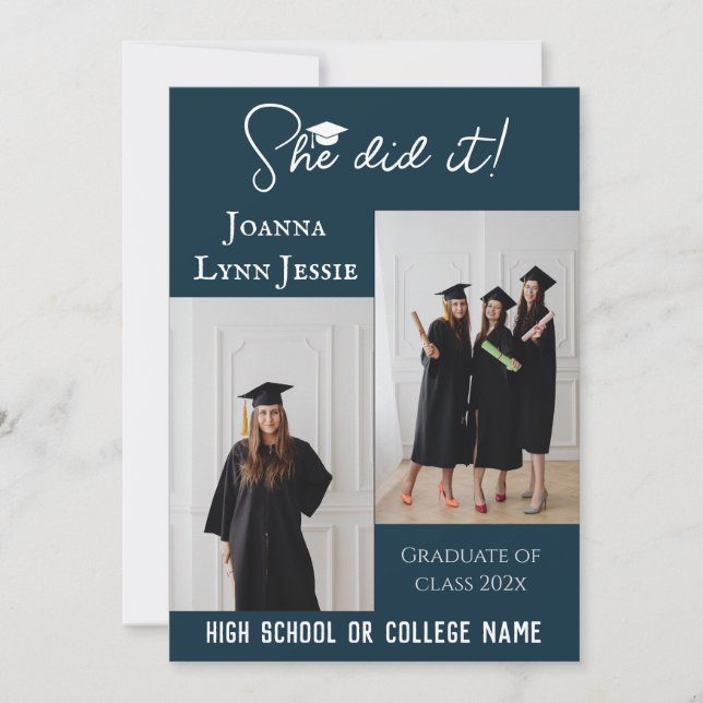 elegant Calligraphy Graduate Photo Invitation (Front)