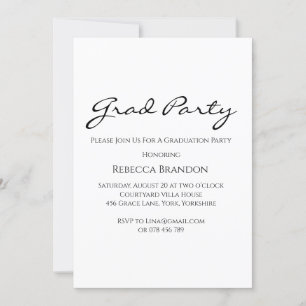 Elegant Calligraphy Graduation Party Invitation