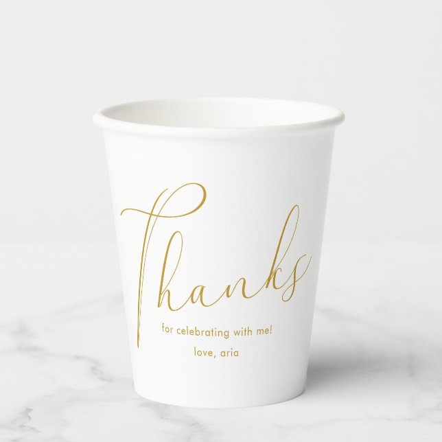 Elegant Calligraphy Graduation Party Thank You Paper Cups (Front)