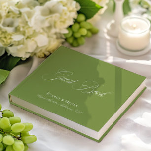 Elegant Calligraphy Green Wedding Guest Book