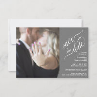 Elegant Calligraphy Grey 2 Pane Photo Wedding
