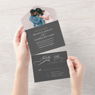 elegant calligraphy grey (no ENV needed) All In One Invitation