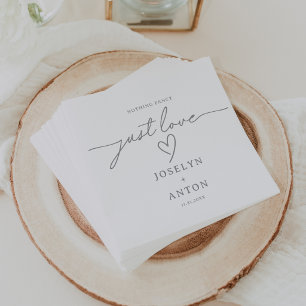 Elegant Calligraphy Grey Nothing Fancy Just Love Napkin
