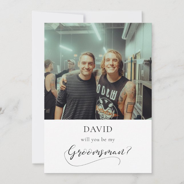 Elegant calligraphy Groomsman proposal card (Front)