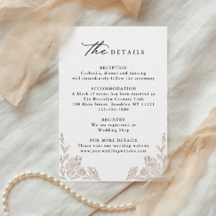 Elegant Calligraphy Hand drawn Floral Wedding Enclosure Card