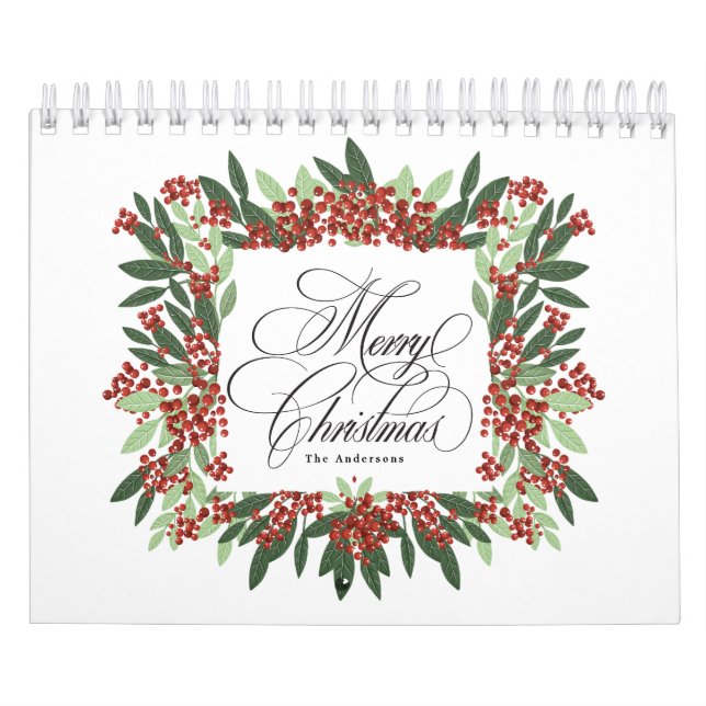 Elegant Calligraphy Hand Painted Christmas Custom Calendar (Cover)