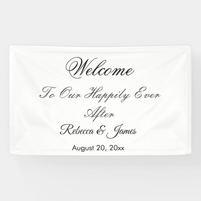 Elegant Calligraphy Happily Ever After Wedding  Ba Banner (Horizontal)