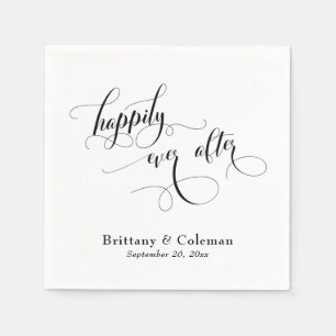 Elegant Calligraphy Happily Ever After Wedding Napkin