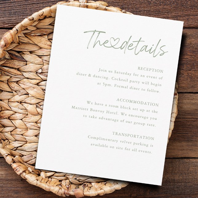 Elegant Calligraphy Heart Wedding Details Enclosure Card (Elegant Calligraphy Heart Wedding Details Enclosure Card)