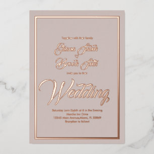 Elegant Calligraphy Heart Wedding Pressed   Foil 