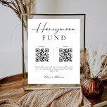 Elegant Calligraphy Honeymoon Fund QR Code Wedding Pedestal Sign<br><div class="desc">Introducing our Elegant Calligraphy Honeymoon Fund QR Code Wedding Pedestal Sign. Perfect for modern weddings, this sign combines the charm of handwritten calligraphy with the convenience of a QR code. Simply scan the code to contribute to the honeymoon fund! Crafted with care, this sign adds a personal touch to your...</div>