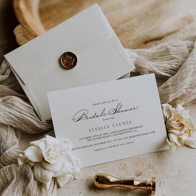 Elegant Calligraphy Horizontal Bridal Shower  Invitation (Creator Uploaded)
