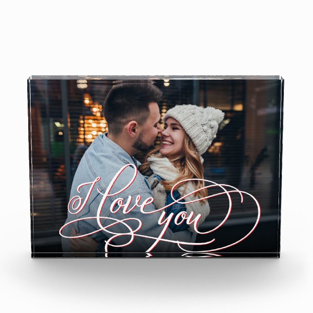 Elegant Calligraphy I Love You Photo Block (Front)