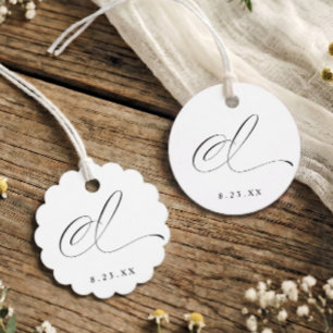 Elegant Calligraphy I Monogram Initial Wedding Favour Tags