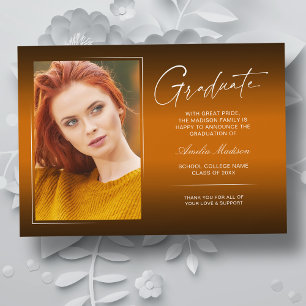 Elegant Calligraphy Ink Script Modern Grad Photo Announcement