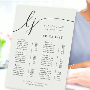Elegant Calligraphy Ivory Business Price List Pedestal Sign