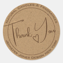 Elegant Calligraphy Kraft Paper Thank You Labels