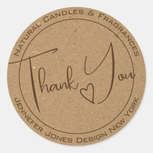 Elegant Calligraphy Kraft Paper Thank You Labels