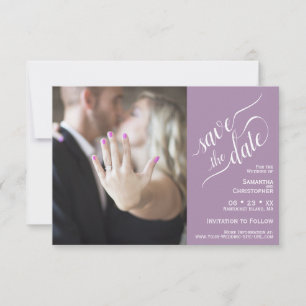Elegant Calligraphy Lavender 2 Pane Photo Wedding Save The Date